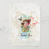 Cowgirl Collage im Art Déco Stil. Dankeskarte (Vorne/Hinten)