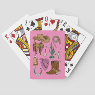 Cowgirl Collage Playing Cards (rosa) Spielkarten