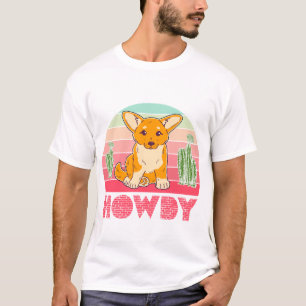 Cowgirl Corgi Howdy Retro Western Hundegeschenk T-Shirt