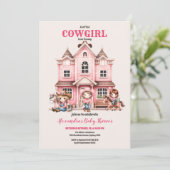 Cowgirl Country Baby Dusche Einladung (Stehend Vorderseite)