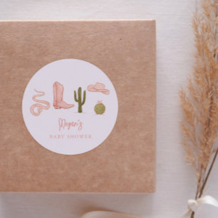 Cowgirl Country Baby Dusche Gefallen Runder Aufkleber