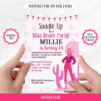 Cowgirl Country Coquette Western B-day Einladung