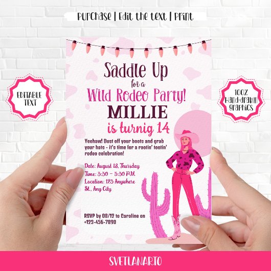 Cowgirl Country Coquette Western B-day Einladung