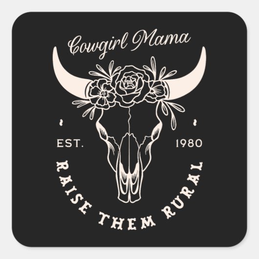 Cowgirl Country Mama Western ästhetische Zitate sc Quadratischer Aufkleber (Vorderseite)