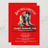 Cowgirl Country Wildblumen Red White Stiefel Glam Einladung (Vorne/Hinten)