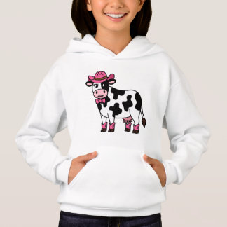 Cowgirl Cow Design – Cute Pink Western Farm Animal Hoodie