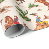 Cowgirl Cowboy Cactus Wrapping Paper Geschenkpapier (Rolleneckpunkt)