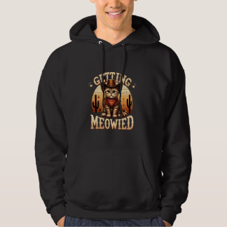 Cowgirl Cowboy Cat Getting Meowied Meowdy Bachelor Hoodie