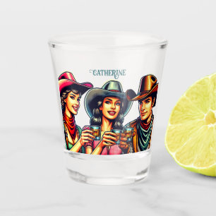Cowgirl Cowboy Friends Drinking Shots Custom Schnapsglas