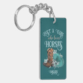Cowgirl Cowboy Stiefel, dass Girl Liebe Pferde Nam Schlüsselanhänger (Vorderseite links)