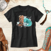 Cowgirl Cowboy Stiefel, der türkisfarbene braune N T-Shirt