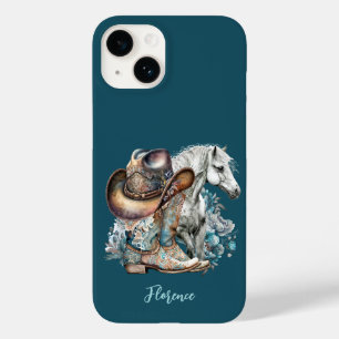 Cowgirl Cowboy Stiefel hat Blumenstrauß Western Case-Mate iPhone 14 Hülle