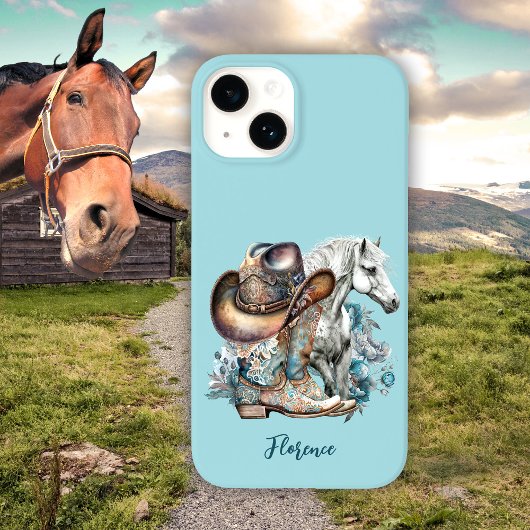 Cowgirl Cowboy Stiefel hat Blumenstrauß Western Case-Mate iPhone Hülle