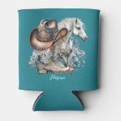 Cowgirl Cowboy Stiefel hat Blumenstrauß Western Dosenkühler (Vorderseite)