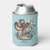 Cowgirl Cowboy Stiefel hat Blumenstrauß Western Dosenkühler (Kanne Vorderseite)