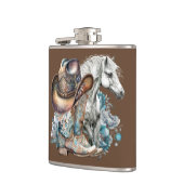 Cowgirl Cowboy Stiefel hat Blumenstrauß Western Flachmann (Links)