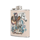 Cowgirl Cowboy Stiefel hat Blumenstrauß Western Flachmann (Links)