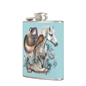 Cowgirl Cowboy Stiefel hat Blumenstrauß Western Flachmann (Links)