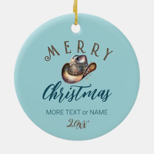 Cowgirl Cowboy Stiefel hat Blumenstrauß Western Keramik Ornament (Hinten)