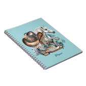 Cowgirl Cowboy Stiefel hat Blumenstrauß Western Notizblock (Rechte Seite)