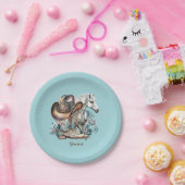 Cowgirl Cowboy Stiefel hat Blumenstrauß Western Pappteller (Party)