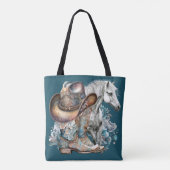 Cowgirl Cowboy Stiefel hat Blumenstrauß Western Tasche (Rückseite)