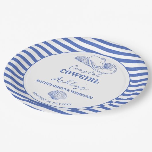 Cowgirl Cowgirl Bachelorette Wochenende gedruckt Pappteller (Schrägansicht)