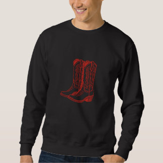 Cowgirl Cowgirl Beachy Red Cowboy Boots Western Sweatshirt