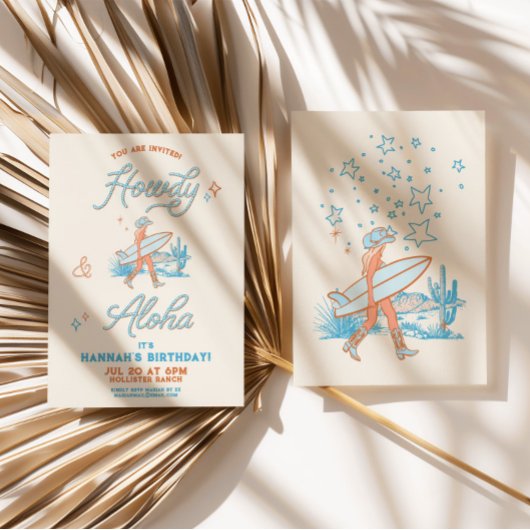 Cowgirl Cowgirl Birthday Western Beach Party Blue Einladung