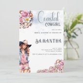 Cowgirl Cowgirl Brautparty Party Blume Muscheln Einladung (Stehend Vorderseite)