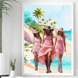 Cowgirl Cowgirl Pink Trio auf Tropical Island Poster