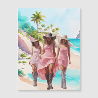 Cowgirl Cowgirl Pink Trio Tropical Island Magnet