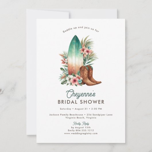 Cowgirl Cowgirl Rustic Western Brautparty Einladung (Vorderseite)