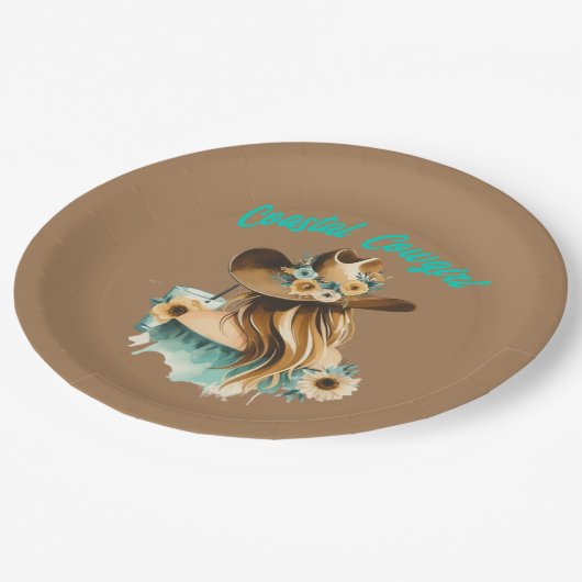 Cowgirl Cowgirl Western 9" Party Pappteller (Schrägansicht)