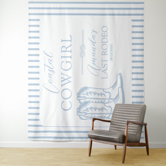 Cowgirl Cowgirl Western Blue Junggeselinnen-Abschi Wandteppich (Beispiel)