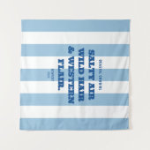 Cowgirl Cowgirl Western Flair Blue Cabana Streifen Wandteppich (Vorderseite (Horizontal))