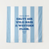 Cowgirl Cowgirl Western Flair Blue Cabana Streifen Wandteppich (Vorderseite)