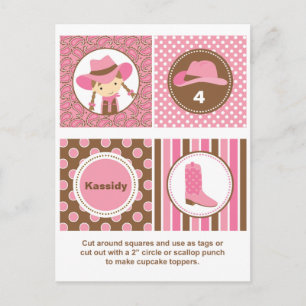 Cowgirl Cupcake Toppers Postkarte