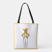 Cowgirl Dancer Tasche Weiß Gelbe Rand B (Rückseite)