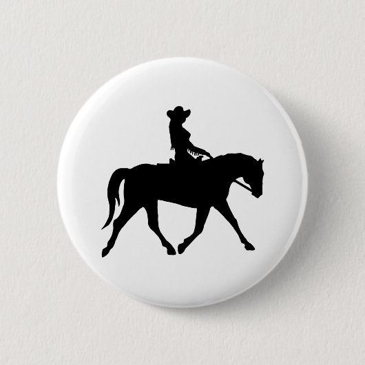 Cowgirl, das ihr Pferd reitet Button (Vorderseite)