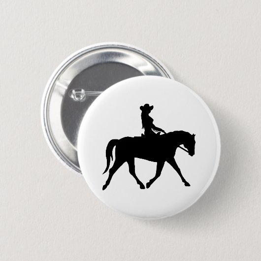 Cowgirl, das ihr Pferd reitet Button (Vorne & Hinten)