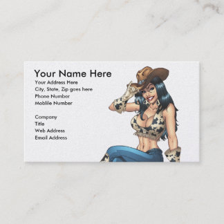 Cowgirl, das ihre Cowboyhut-Illustration spitzt Visitenkarte