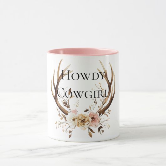 Cowgirl Deer Antlers Floral Tasse (Zentrum)