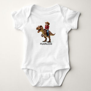 Cowgirl, die auf einem T-Rex ohne Angst reiten Baby Strampler