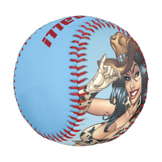 Cowgirl, die ihren Cowboy-Hut-Illustration Baseball