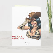 Cowgirl, die ihren Cowboy-Hut-Illustration Karte (Rückseite)