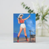 Cowgirl Dinner Time Button Up Postkarte (Stehend Vorderseite)