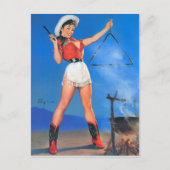 Cowgirl Dinner Time Button Up Postkarte (Vorderseite)
