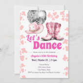 Cowgirl Disco 40. Geburtstag PINK Tanz Einladung (Vorderseite)