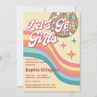 Cowgirl Disco 70's Retro Bachelorette Weekend Einladung